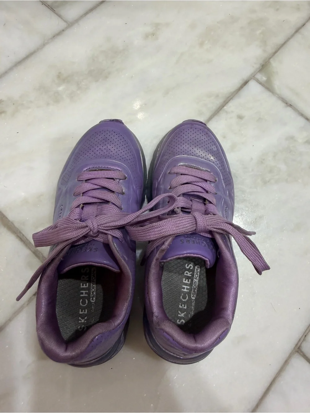 Size 12.5 Girls Skechers Uno Lite Metallic Shimmers Sneakers